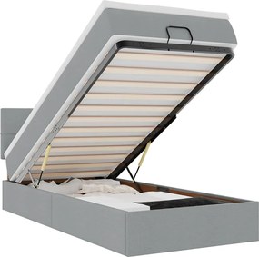 vidaXL Cadru de pat otoman cu saltea țesătură gri deschis 80x200cm