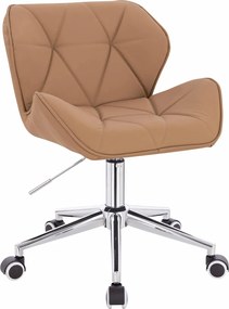 HR111K Scaun Caramel Piele Ecologica Premium Soft cu Bază Cromata