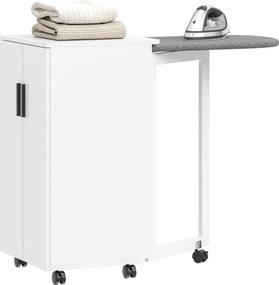 HOMCOM Dulap pliabil 2-în-1 pentru masă de călcat pe roți, cu masă de călcat și raft reglabil pentru spații mici, alb | Aosom Romania