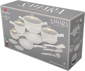 Set oale si tigai cu capace 15 piese Sahara Collection Berlinger Haus BH 8081N, crem, antiaderente, curatare usoara, inductie, design elegant, premium