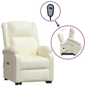 3110865 vidaXL Fotoliu cu ridicare, crem, piele ecologică