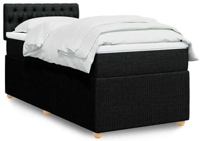 vidaXL Pat box spring cu saltea, negru, 90x200 cm, textil