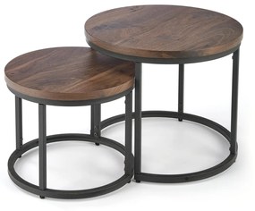 Set 2 mese de cafea Oreo nuc/negru – d43-53 x h35-45 cm