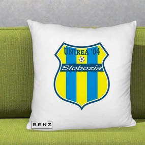 Perna Personalizata Unirea '04 Slobozia Fotbal, 40x40 cm, Alb Pufos, Husa Detasabila, Perna Inclusa, BEKZ®