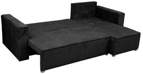 Canapea colt extensibila SMART COSARO negru, cu colt bilateral + 2 perne CADOU