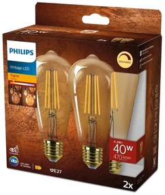 SET 2x bec LED dimabil VINTAGE Philips ST64 E27/4,2W/230V 2200K