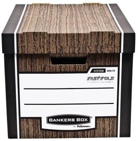 Container de dosar Fellowes Bankers Box Woodgrain 2 buc/pachet, maro