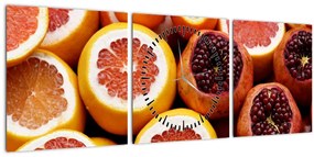 Tablou cu portocală și (cu ceas) (90x30 cm)