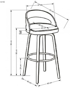 Scaun de bar H110 crem/nuc