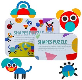 Puzzle cu forme logice, jucărie din lemn Montessori