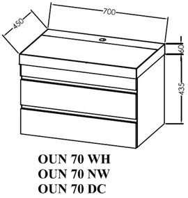 Set mobilier suspendat si lavoar, Kolpasan, Naomi, 70 cm, dark concrete