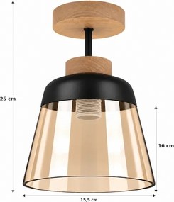 BRILAGI-LED Plafonieră aplicată R GLASS 1xE27/60W/230V Ø 15,5 cm stejar/bej fumuriu