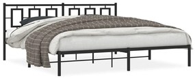 374247 vidaXL Cadru de pat metalic cu tăblie, negru, 193x203 cm