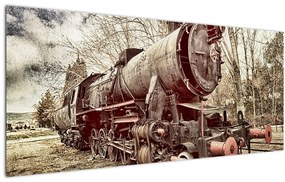 Tablou cu locomotivă istorică (120x50 cm)