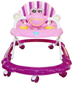Premergator Reglabil in 3 Trepte Jolly Kids™ Broscuta, Pliabil, 8 Roti, Cu Melodii, Roz