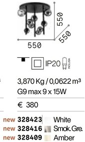 Lustra aplicata design modern Perlage pl9 negru/alama/amber