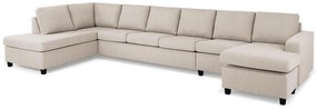 Colțar Scandinavian Choice C164Beige, Negru, 407x199x80cm, Picioare: Plastic