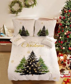 Lenjerie de pat din bumbac 3D MERRY TREES alba + fata de perna 40x50 cm gratuita Dimensiune lenjerie de pat: 70 x 90 cm | 140 x 200 cm