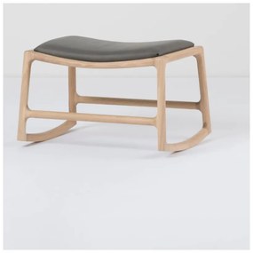 Taburet din piele bovină cu structură din lemn masiv de stejar Gazzda Dedo, gri