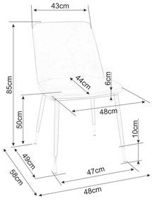 Scaun de bucaterie Jill Velvet, gri deschis