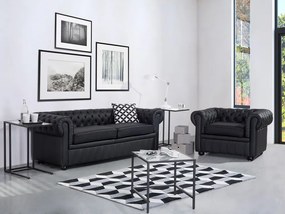 Canapea 3 locuri din piele Chichester (negru) . 1008702