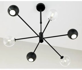 Lustră pe tijă Jupiter 1995 MOKA 3xGU10/10W/230V + 3xG9/10W/230V negru/transparent