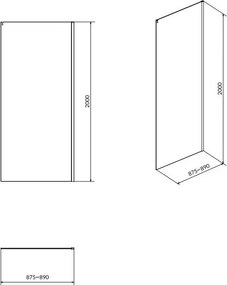 Perete de dus 90 cm, crom, Cersanit Crea