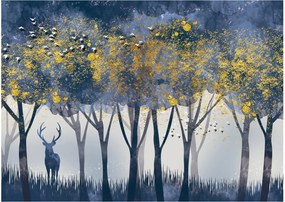 Tablou pe sticlă cerbul în pădure (70x50 cm)
