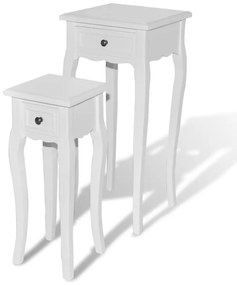 241146 vidaXL Set de mese laterale suprapuse cu sertar, 2 piese, alb