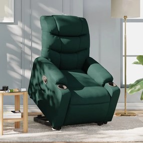 vidaXL Fotoliu rabatabil ridicare pe verticală, verde închis, textil