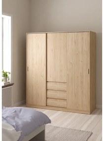 Șifonier în culoare naturală cu aspect de lemn de stejar cu ușă glisantă 177x200x60 cm Naia – Tvilum