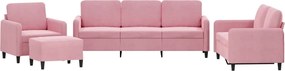 vidaXL Set de canapele, 4 piese, roz, catifea