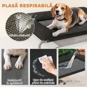 PawHut Pat Ridicat pentru Câini cu Pernă în Formă de U, Negru și Argintiu | Aosom Romania