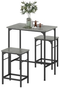 HOMCOM Set de bar Bartisch cu set de două taburete cu tampoane antiderapante pentru picioare, gri | Aosom Romania