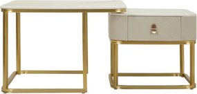 Măsuțe de cafea crem-aurii 2 buc. cu aspect de marmură 50x70 cm Beauty – Mauro Ferretti
