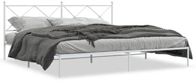 376558 vidaXL Cadru de pat metalic cu tăblie, alb, 200x200 cm