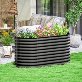 Outsunny Recipient pentru plante, ghiveci metalic cu margine de siguranță și mănuși, podea deschisă, 160B x 80T x 80H cm, Gri închis | Aosom Romania