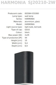 Aplica de perete Exterior, Protectie IP44, 2xGU10, HARMONIA
