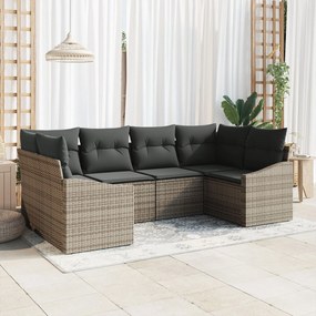 vidaXL Set de canapele pentru grădină 6 pcs Gri Rattan poli