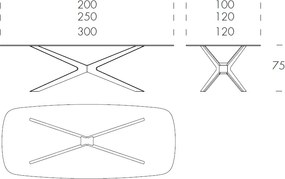 Masa fixa eleganta design LUX BLADE 300x120cm