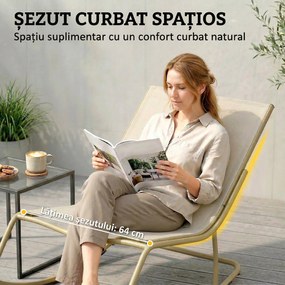 Outsunny Șezlong Balansoar Exterior, Șezut 63 cm, Pernă inclusă, Culoare Bej. | Aosom Romania
