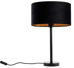 Lampă de masă neagră cu abajur oval din catifea neagră 35cm - Simplo