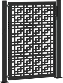 vidaXL Poartă de grădină neagră 100x125 cm, oțel, model cruce