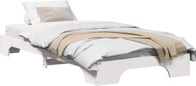 vidaXL Cadru de pat Alb 100 x 200 cm Lemn de pin masiv