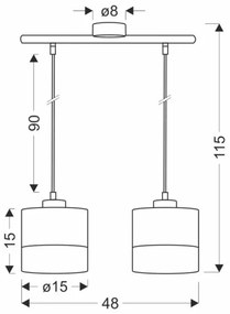 Lustră pe cablu PORTO 2xE27/60W/230V negru/maro