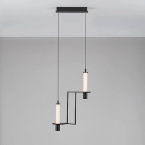 Lustra suspendata LED metal negru cu sticla, LUMIEN