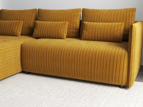 Colțar extensibil dumonde cu ladă de depozitare si sezut confortabil din spuma high-density, Malta Ambience Mustard 235x185 cm