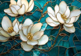 Fototapet - Vitraliu cu magnolie (147x102 cm)