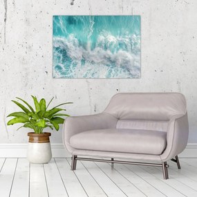 Tablou pe sticlă - Vedere a valurilor oceanului (70x50 cm)