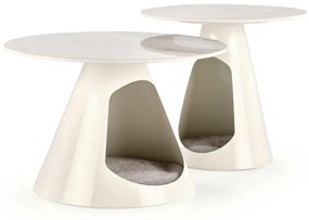 Set 2 mese de cafea Osario marmura alba/alb
